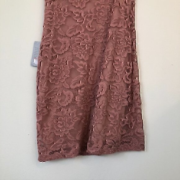 NEW NWT DUAL NATURE Lace One Shoulder Mini Dress Mauve Pink Floral Lace Medium M - Picture 5 of 12